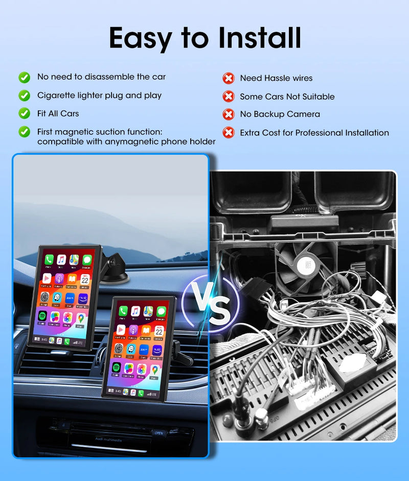 Écran CarPlay Universel Sans Fil 7, 8 ou 9 Pouces – Support Magnétique et Ventouse, vue 26