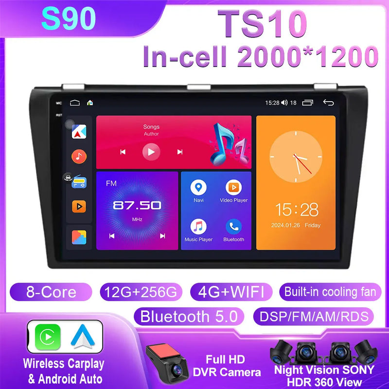 Autoradio CarPlay Mazda 3 (2004-2009) – Écran 9 pouces sans fil, 4G, jusqu'à 12 Go + 256 Go, vue 10