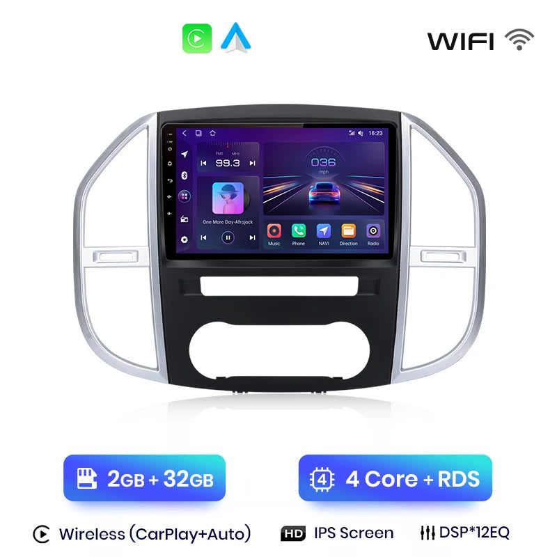 Autoradio Mercedes Vito 2014-2020 – Écran tactile 10 pouces, CarPlay sans fil et GPS intégré