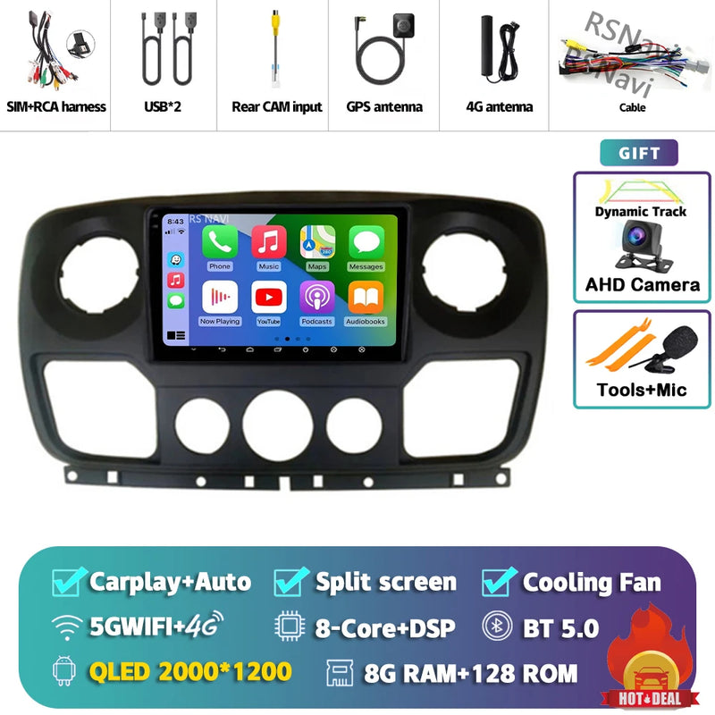 Autoradio CarPlay Renault Master, Nissan NV400 et Opel Movano (2010-2015) – Écran 9 pouces, Android 16, vue 9
