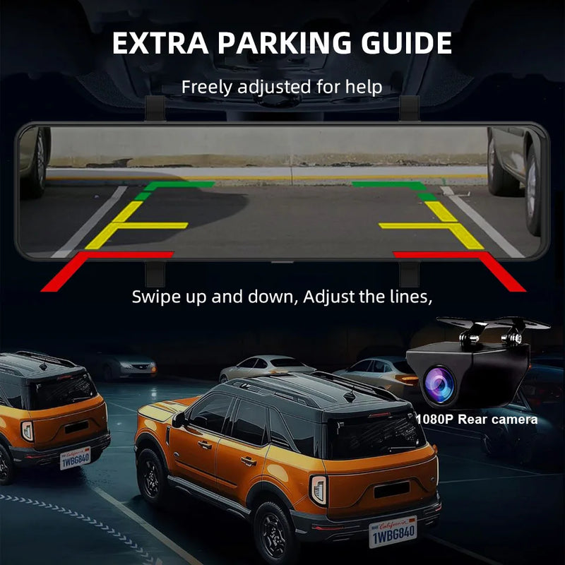 Rétroviseur Caméra 4K Écran Tactile 11,28 Pouces – Caméra Arrière, Wi-Fi 5 GHz, GPS en Option, vue 4