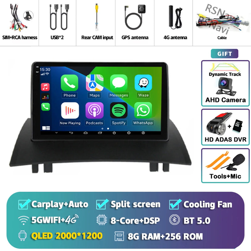 Autoradio CarPlay Renault Mégane 2 (2002-2009) – Écran 9 pouces, jusqu'à 16 Go + 512 Go, vue 32