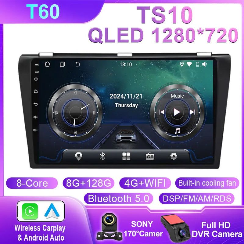 Autoradio CarPlay Mazda 3 (2004-2009) – Écran 9 pouces sans fil, 4G, jusqu'à 12 Go + 256 Go, vue 11
