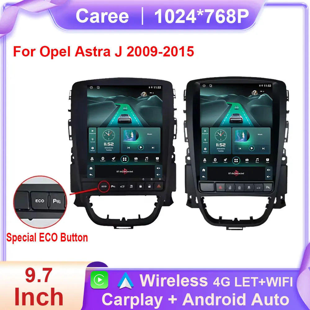 Autoradio CarPlay Opel Astra J (2009-2015) et Cascada – Écran vertical 9,7 pouces, jusqu'à 8 Go + 256 Go