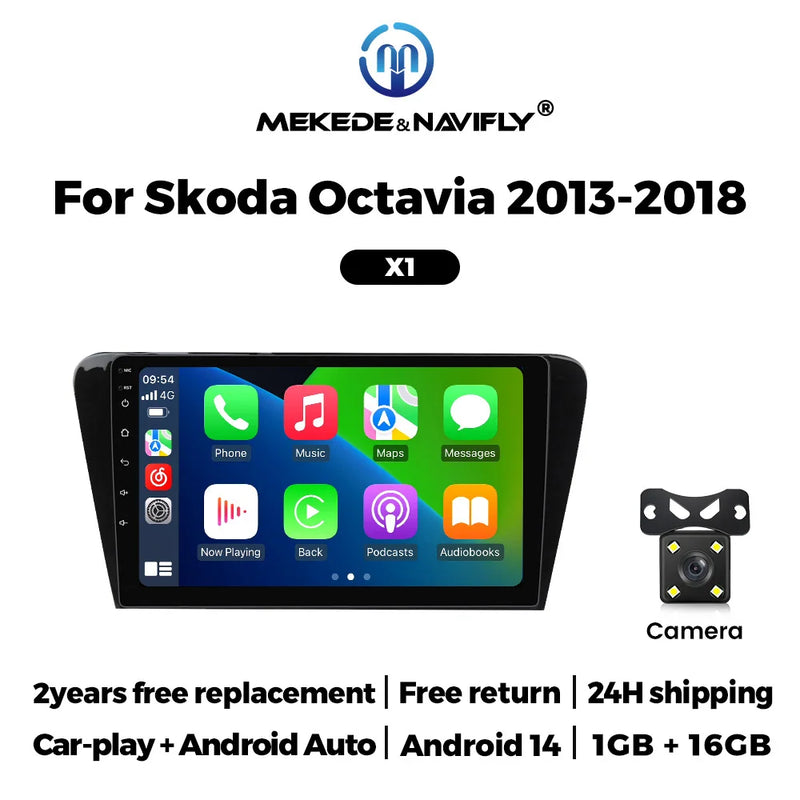 Autoradio CarPlay Skoda Octavia 3 A7 (2013-2018) – Écran 10 pouces, jusqu'à 2 Go + 32 Go, vue 10