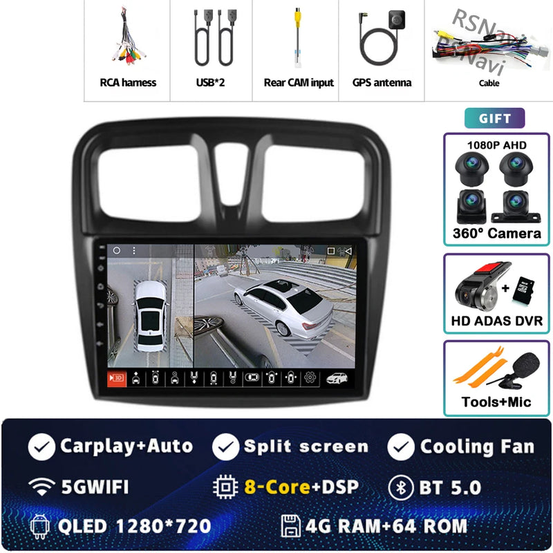 Autoradio CarPlay Dacia Sandero et Logan 2 (2014-2019) – Écran 9 pouces, jusqu'à 12 Go + 256 Go, vue 21