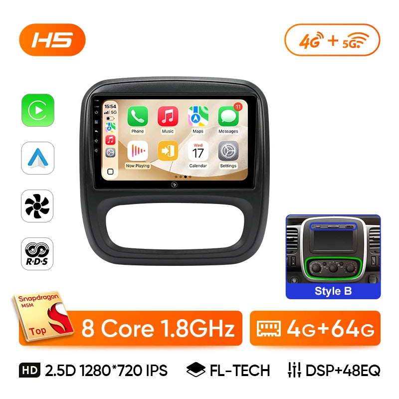 Autoradio CarPlay Renault Trafic 3 et Opel Vivaro B (2014-2018) – Écran 9 pouces, sans fil, vue 23