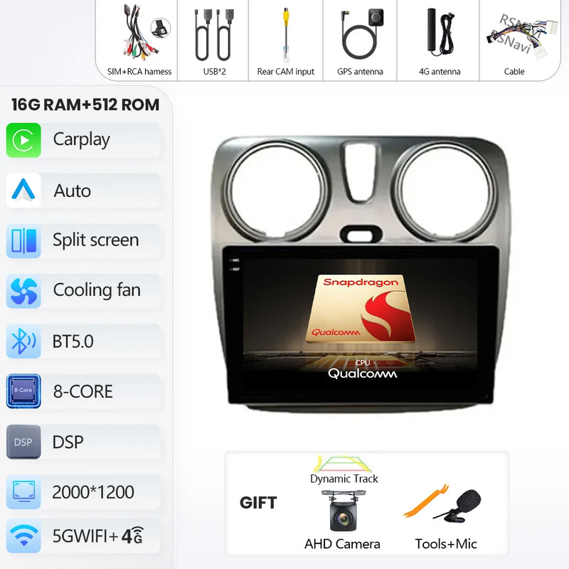 Autoradio CarPlay Renault Lodgy et Dacia Dokker (2012-2021) – Écran 9 pouces, Android 16, vue 8