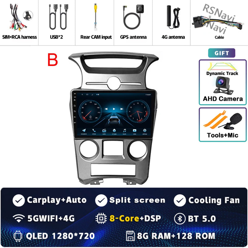 Autoradio CarPlay Kia Carens UN (2006-2012) – Écran 9 pouces, console type B, vue 32