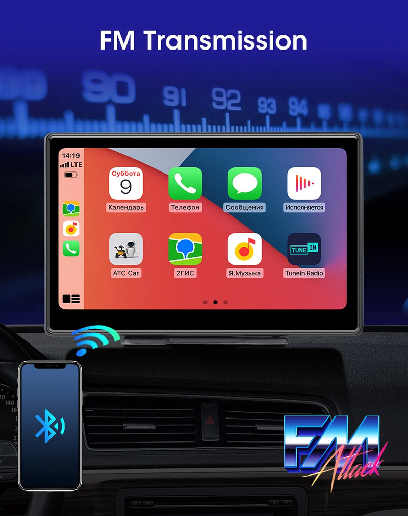 Écran CarPlay Portable 10,1 Pouces – Sans Fil, Dashcam 4K en Option, vue 24