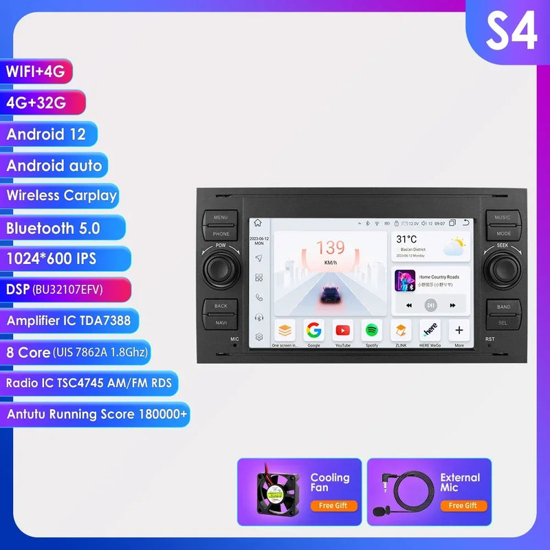 Autoradio CarPlay Ford Focus, Mondeo, S-Max et Kuga (2003-2012) – Écran 7 pouces, 2 DIN, vue 47
