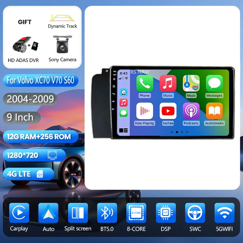 Autoradio CarPlay Volvo XC70, V70 et S60 (2004-2009) – Écran 9 pouces, jusqu'à 16 Go + 256 Go, vue 18