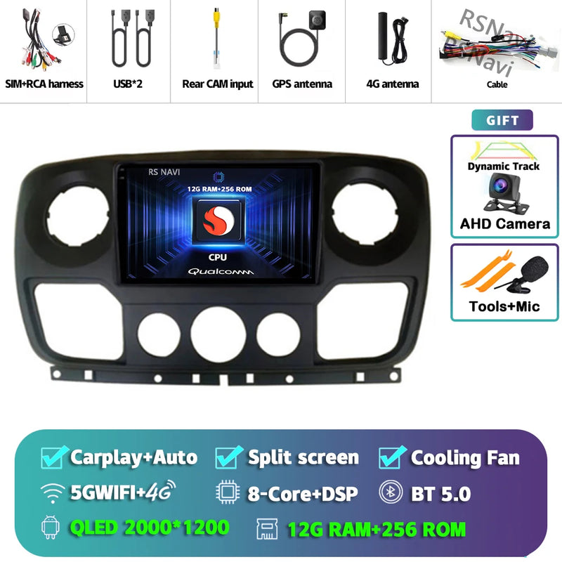 Autoradio CarPlay Renault Master, Nissan NV400 et Opel Movano (2010-2015) – Écran 9 pouces, Android 16, vue 10