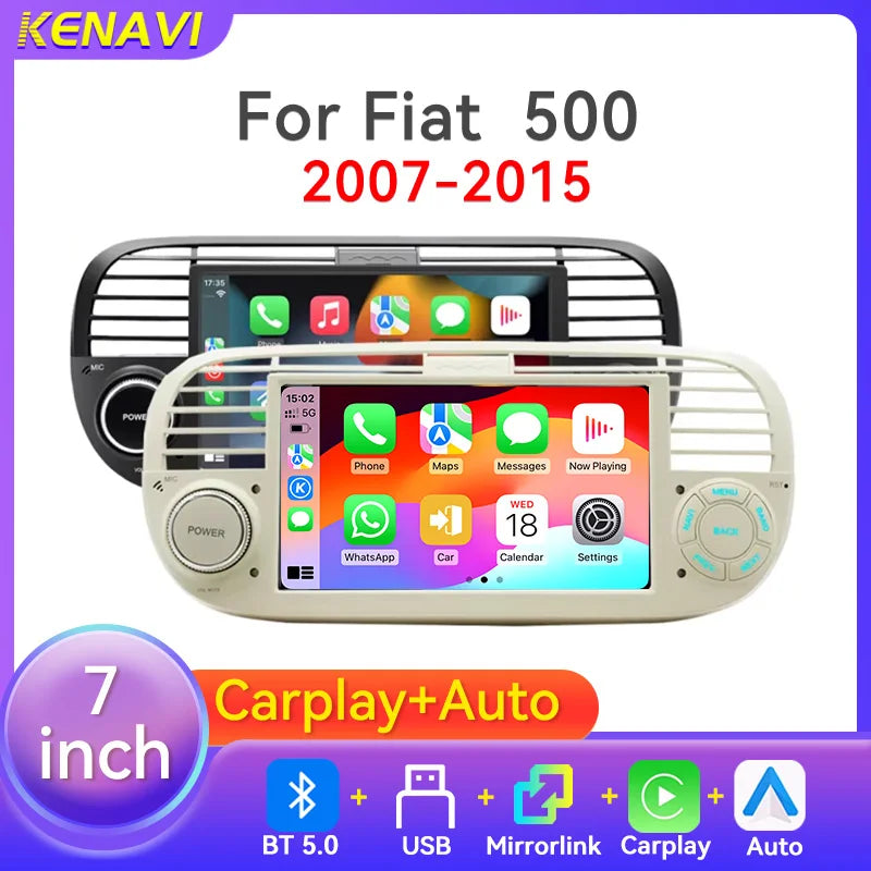 Autoradio CarPlay Fiat 500 (2007-2015) – Écran 7 pouces, sans fil