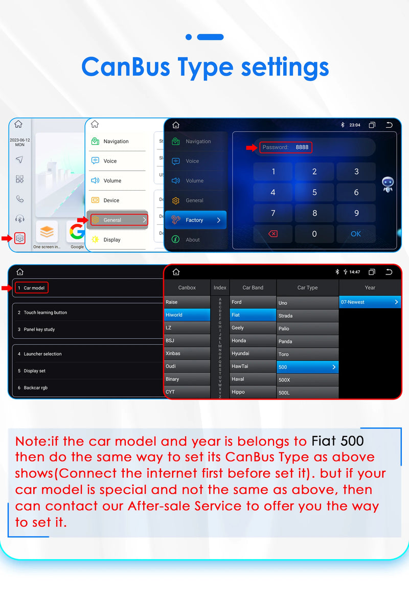 Autoradio CarPlay Fiat 500 (2007-2015) – Écran 7 pouces, 8 cœurs, jusqu'à 8 Go + 128 Go, vue 6
