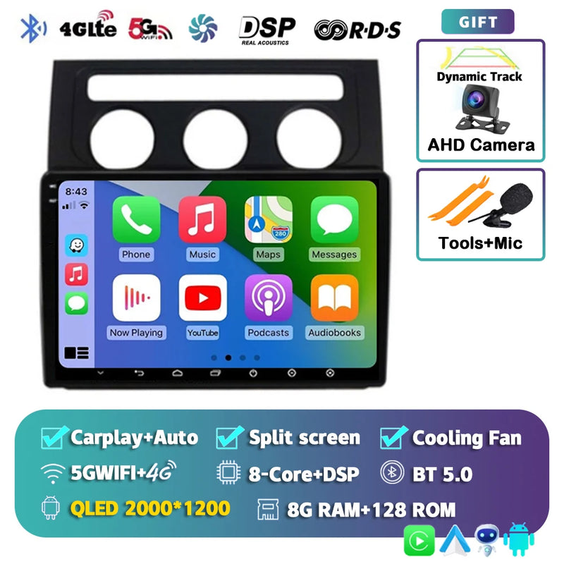 Autoradio CarPlay Volkswagen Touran 1 (2003-2010) – Écran 2K 9 pouces, Android 16, vue 9