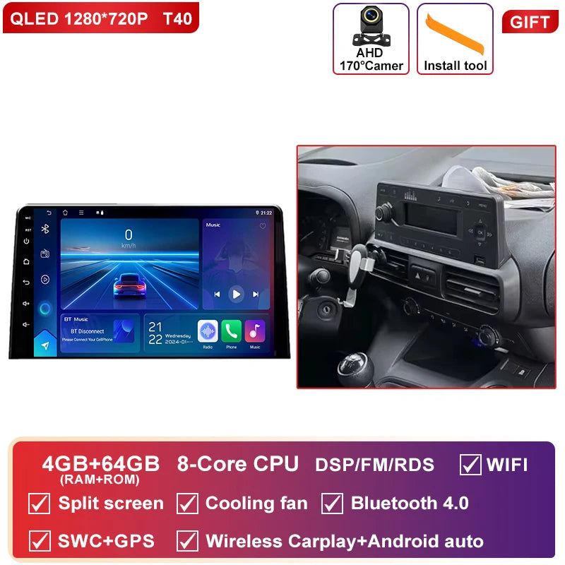 Autoradio CarPlay Citroën Berlingo, Peugeot Partner et Opel Combo (2019-2021) – Écran 10 pouces, jusqu'à 12 Go + 256 Go, vue 42