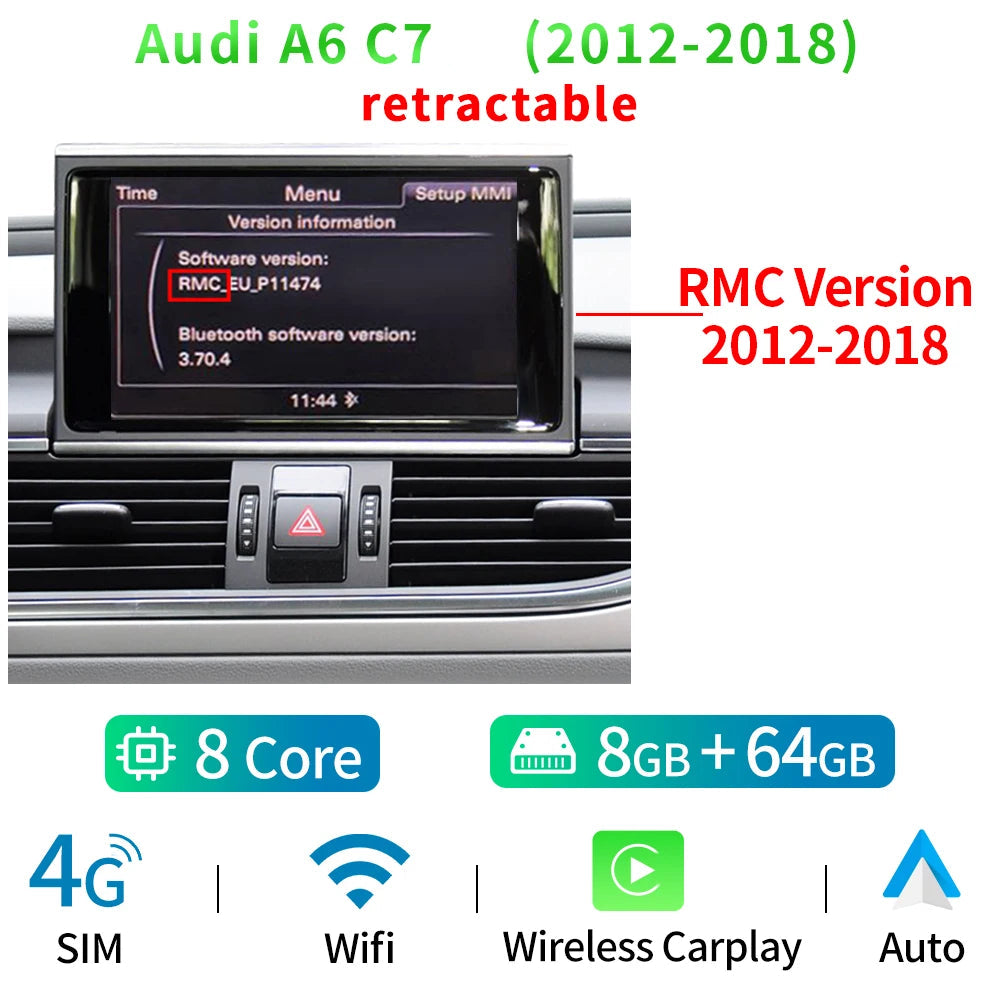 carplay audi a6 c7 RMC 2011–2014 avec 8 Go RAM et CarPlay sans fil