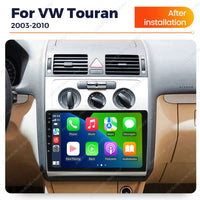 Autoradio CarPlay Volkswagen Touran 1 (2003-2010) – Écran 10 pouces, cadre noir ou argent, vue 2