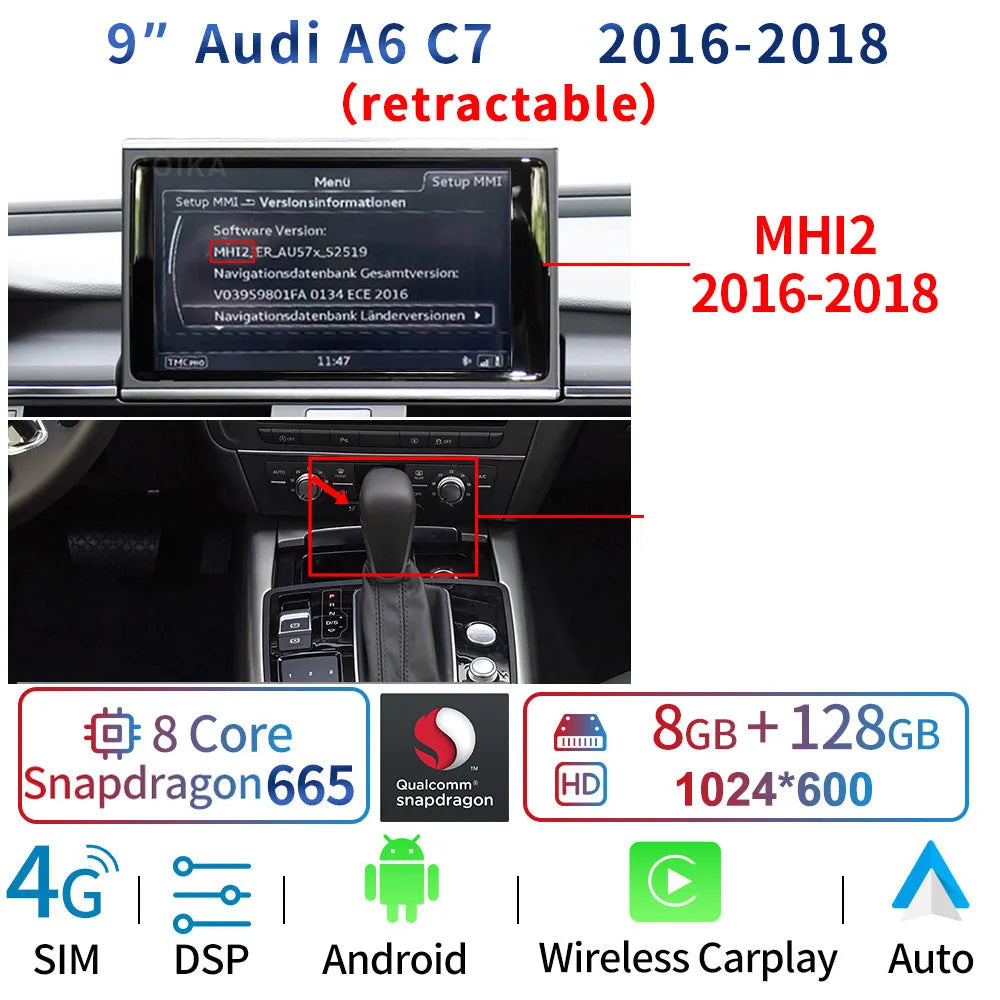 carplay audi a6 c7 MHI2 2016–2018 Snapdragon 665 avec DSP audio et CarPlay sans fil