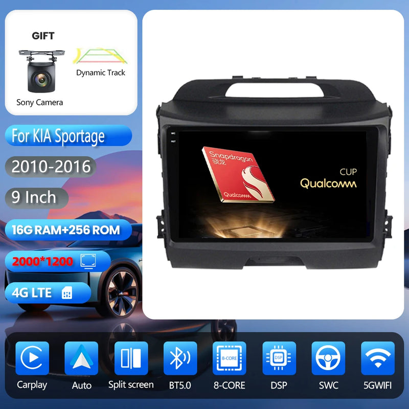 Autoradio CarPlay Kia Sportage 3 (2010-2016) – Écran 9 pouces, jusqu'à 16 Go + 256 Go, vue 12