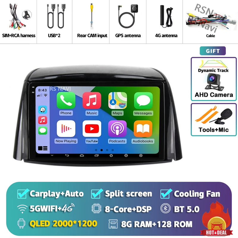 Autoradio CarPlay Renault Koleos (2008-2016) – Écran 9 pouces sans fil, jusqu'à 16 Go + 512 Go, vue 45