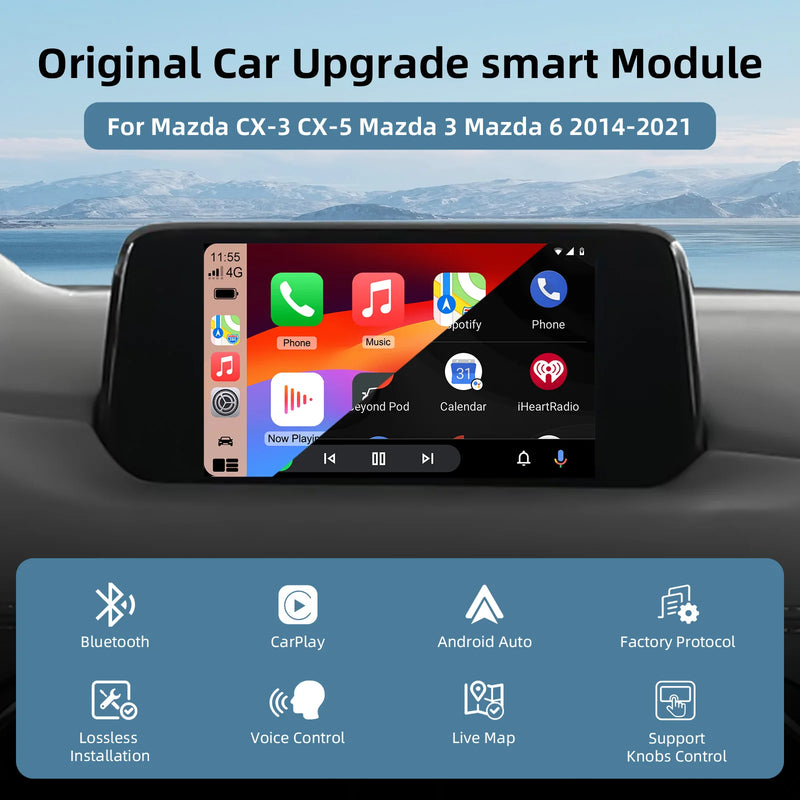 Boîtier CarPlay Mazda MZD Connect (2014-2021) – Écran d'origine conservé, vue 2