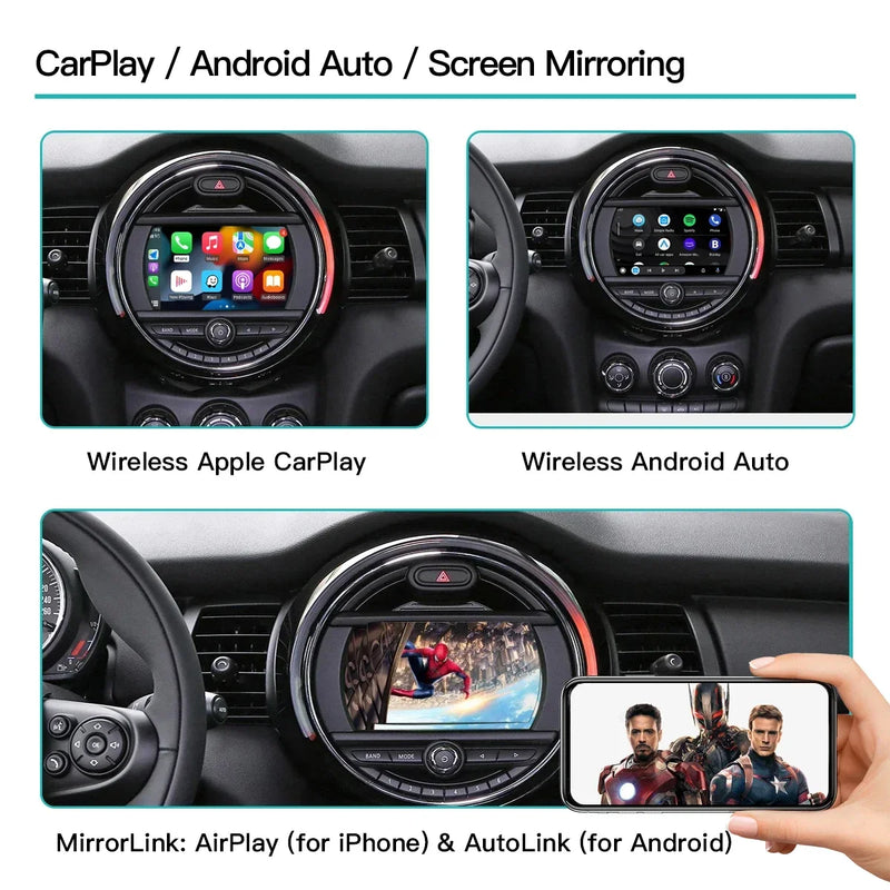 Boîtier CarPlay Mini Cooper R55 à R61, F54, F55 (2008-2017) – CIC et NBT, écran d'origine conservé, vue 4