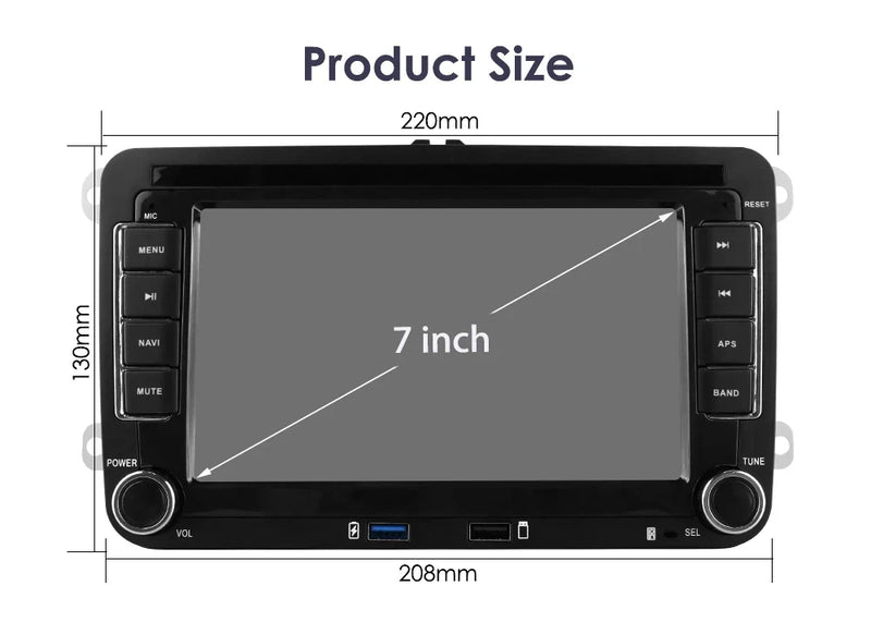Autoradio CarPlay Volkswagen Golf Polo Passat – Écran 7 pouces 2 DIN, Android, 8 configurations, vue 6