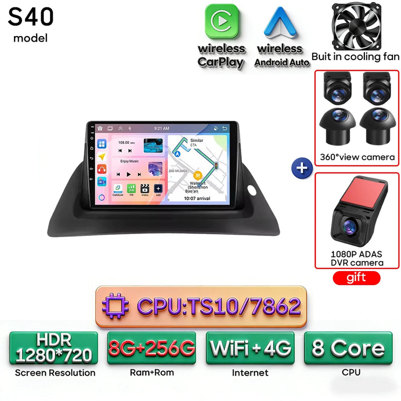 Autoradio CarPlay Renault Kangoo (2008-2018) – Écran 9 pouces, option écran 2K, jusqu'à 12 Go + 256 Go, vue 34