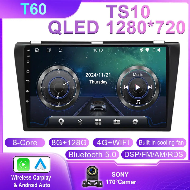 Autoradio CarPlay Mazda 3 (2004-2009) – Écran 9 pouces sans fil, 4G, jusqu'à 12 Go + 256 Go, vue 7
