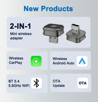 Adaptateur CarPlay Sans Fil USB 2 en 1 – 7 Modèles au Choix, Bluetooth 5.4, Wi-Fi 5,8 GHz, vue 9