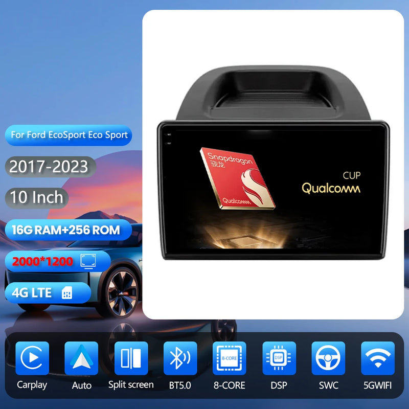 Autoradio CarPlay Ford EcoSport (2017-2023) – Écran QLED 10 pouces, vue 7