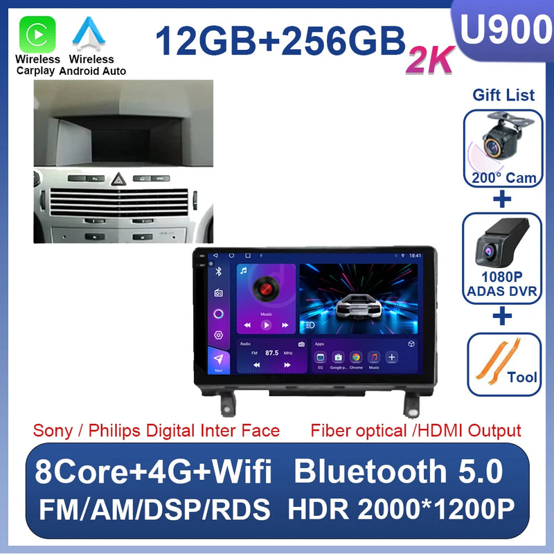 Autoradio CarPlay Opel Astra H (2006-2014) – Écran 9 pouces sans fil, jusqu'à 12 Go + 256 Go, vue 7