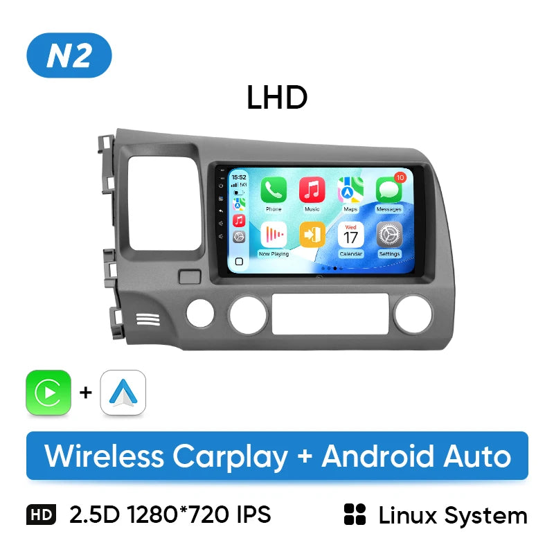 Autoradio CarPlay Honda Civic 8 (2005-2011) – Écran 9 pouces, sans fil, vue 12