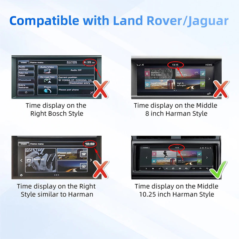 Boîtier CarPlay Land Rover Jaguar (2016-2019) – Écran d'origine conservé, vue 2