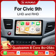 Autoradio CarPlay Honda Civic 9 (2012-2016) – Écran 9 pouces IPS, jusqu'à 8 Go + 256 Go