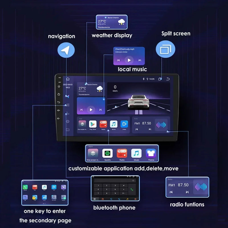 Autoradio CarPlay Ford Focus, Mondeo, S-Max et Kuga (2003-2012) – Écran 7 pouces, 2 DIN, vue 3