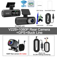 Dashcam 4K Wi-Fi Double Caméra – Écran 1,47 Pouce, GPS en Option, Kit Parking 24 h, vue 25