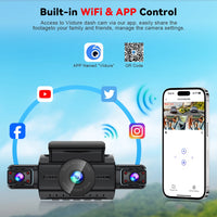 Dashcam 4 Voies Wi-Fi à Écran 3 Pouces – Avant 1080P, Caméras Latérales Infrarouges, vue 3