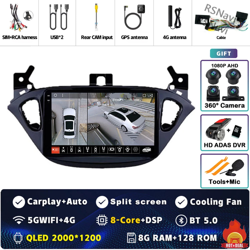 Autoradio CarPlay Opel Corsa E (2014-2019) et Adam (2013-2016) – Écran 9 pouces 2K, jusqu'à 12 Go + 256 Go, vue 18