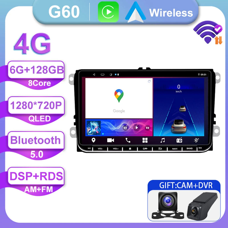 Autoradio CarPlay Volkswagen Golf 5, Golf 6, Passat B6, Tiguan – Écran 9 pouces, Android 14, vue 10