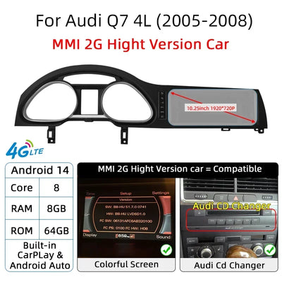 Autoradio Android pour Audi A6 C6 Q7 4L DSP MMI
