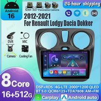 Autoradio CarPlay Renault Lodgy et Dacia Dokker (2012-2021) – Écran 9 pouces, Android 16