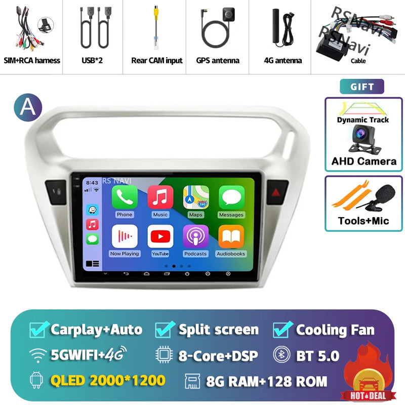 Autoradio CarPlay Peugeot 301 et Citroën C-Elysée (2012-2016) – Écran QLED, Android 16, vue 33