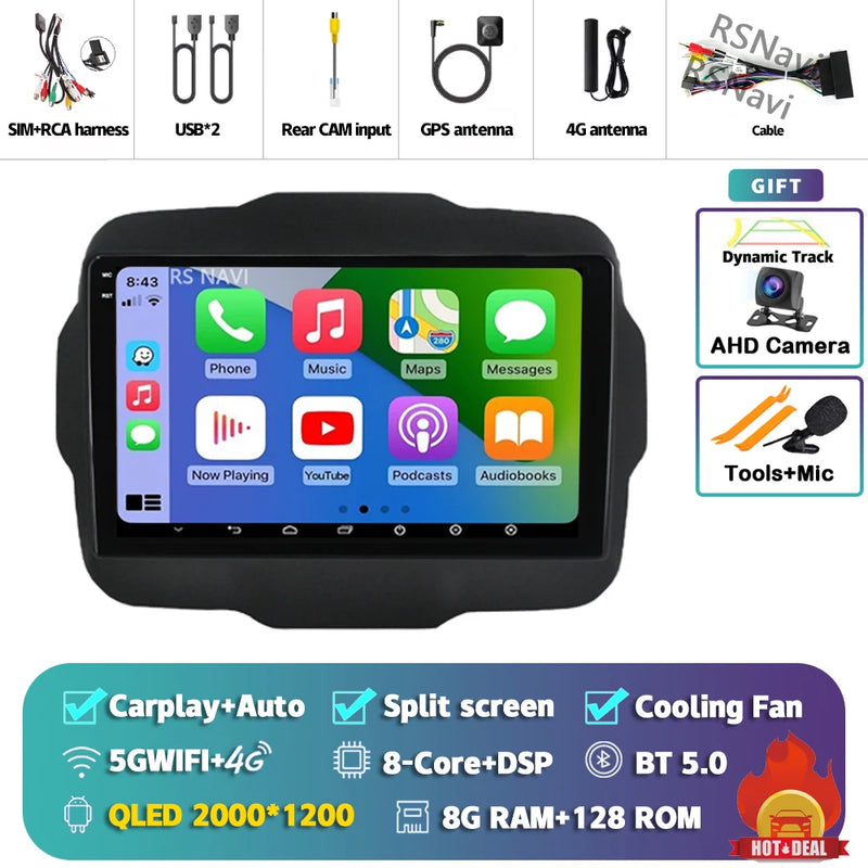 Autoradio CarPlay Jeep Renegade (2016-2020) – Écran 9 pouces, jusqu'à 16 Go + 512 Go, vue 33
