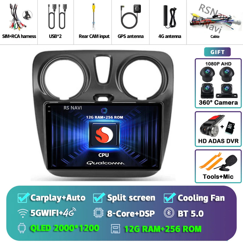 Autoradio CarPlay Renault Lodgy et Dacia Dokker (2012-2021) – Écran 9 pouces, Android 16, vue 14