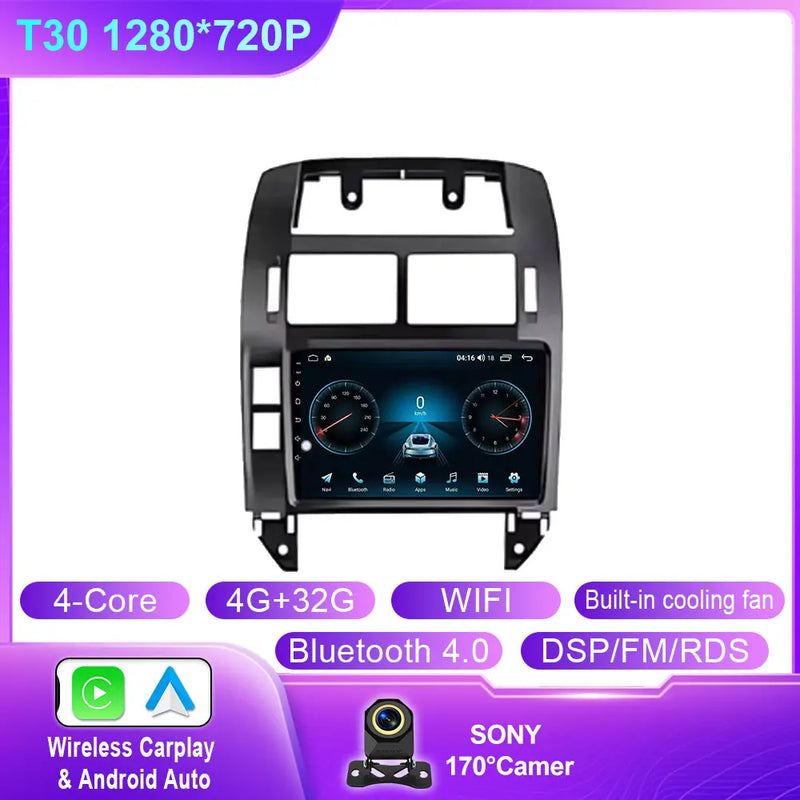 Autoradio CarPlay Volkswagen Polo 4 (2004-2009) – Écran QLED 9 pouces, Android 16, jusqu'à 12 Go + 256 Go, vue 34