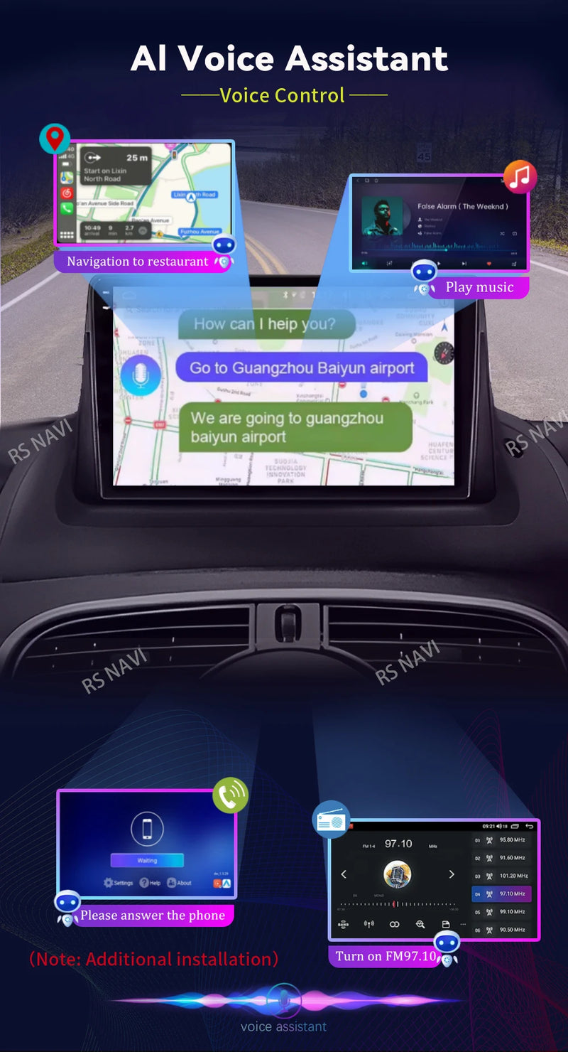 Autoradio CarPlay Renault Kangoo (2009-2018) – Écran 9 pouces, Android 16, jusqu'à 16 Go + 512 Go, vue 12