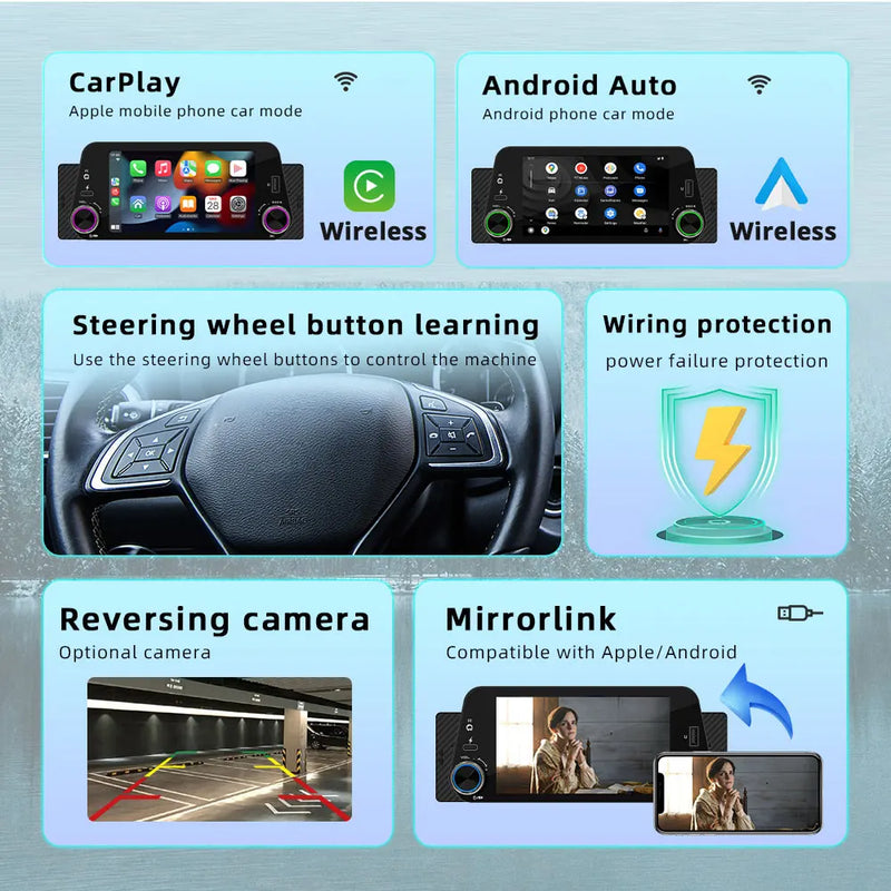 Autoradio CarPlay 1 DIN Universel – Écran 5 Pouces, Sans Fil, Bluetooth, FM, vue 2